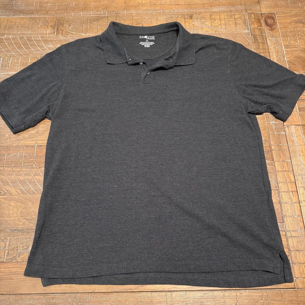 Sun River Clothing Co Mens XXL Dark Gray Short Sleeve Polo Shirt Cotton Blend